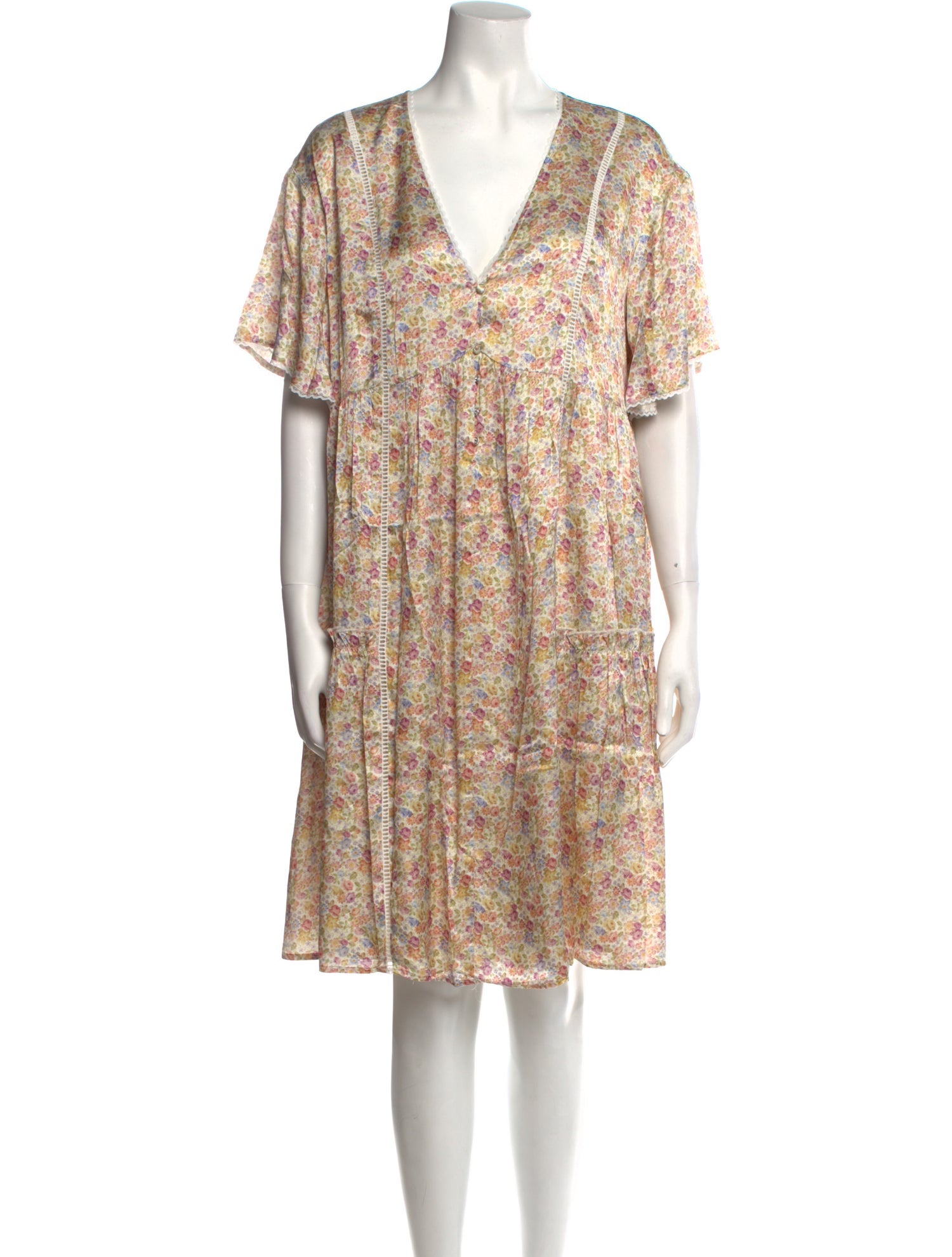 Emilia George Floral Print Knee-Length Dress w/ Tags