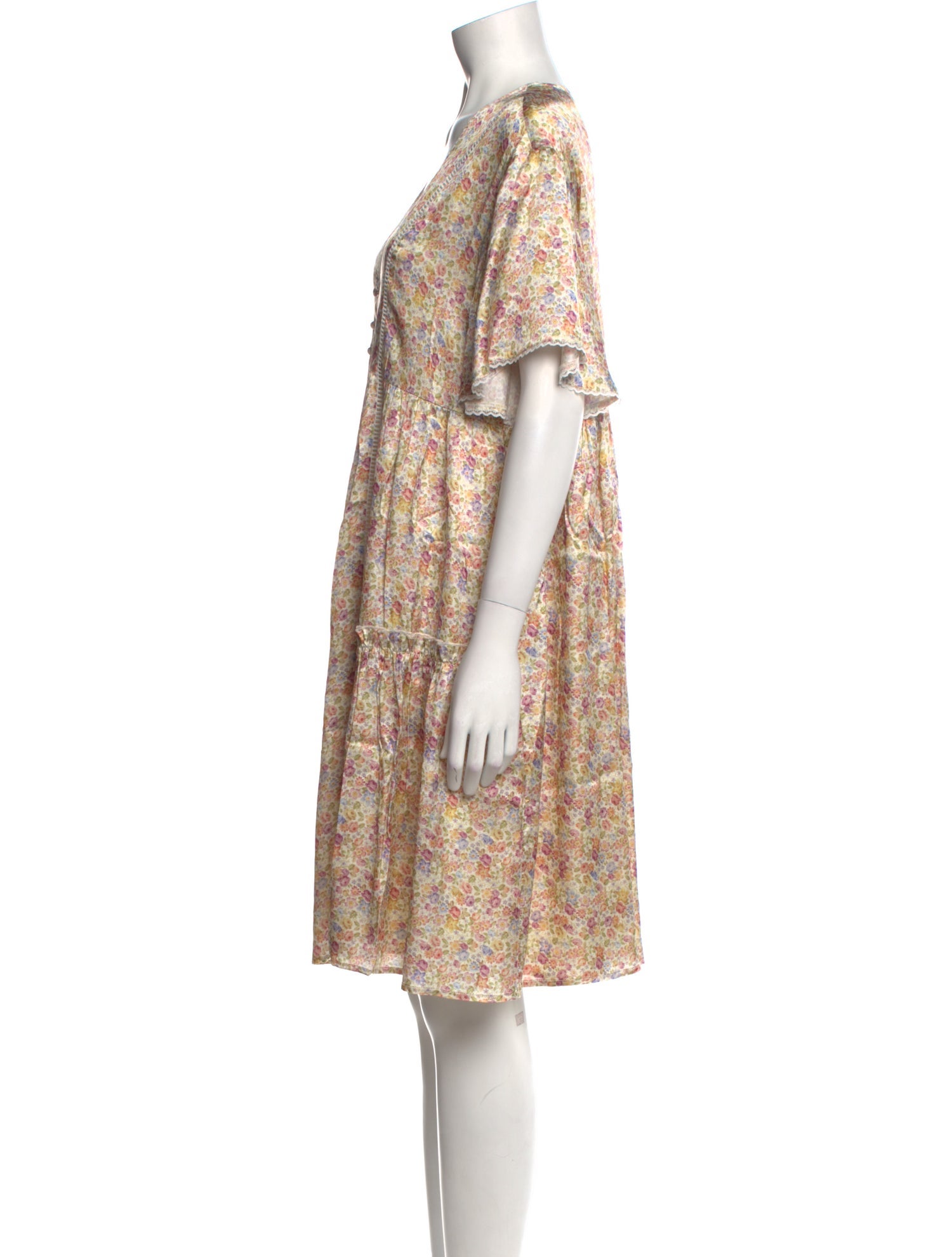 Emilia George Floral Print Knee-Length Dress w/ Tags