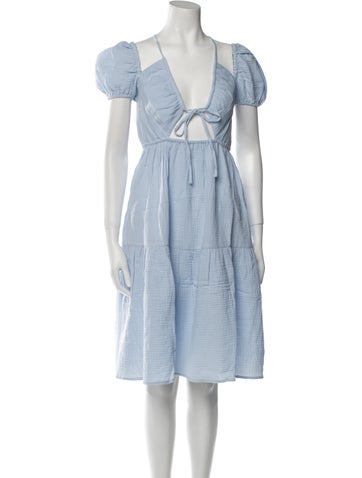 Emilia George Dresses Tie Neck Midi Length Dress S