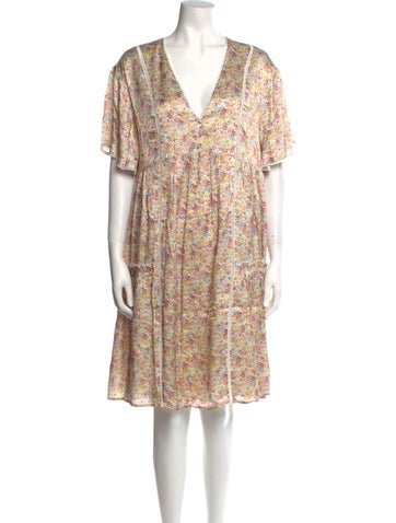 Emilia George Dresses Floral Print Knee-Length Dress M