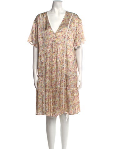 Emilia George Dresses Floral Print Knee-Length Dress M