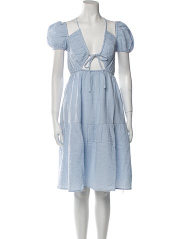 Emilia George Dresses Tie Neck Midi Length Dress S