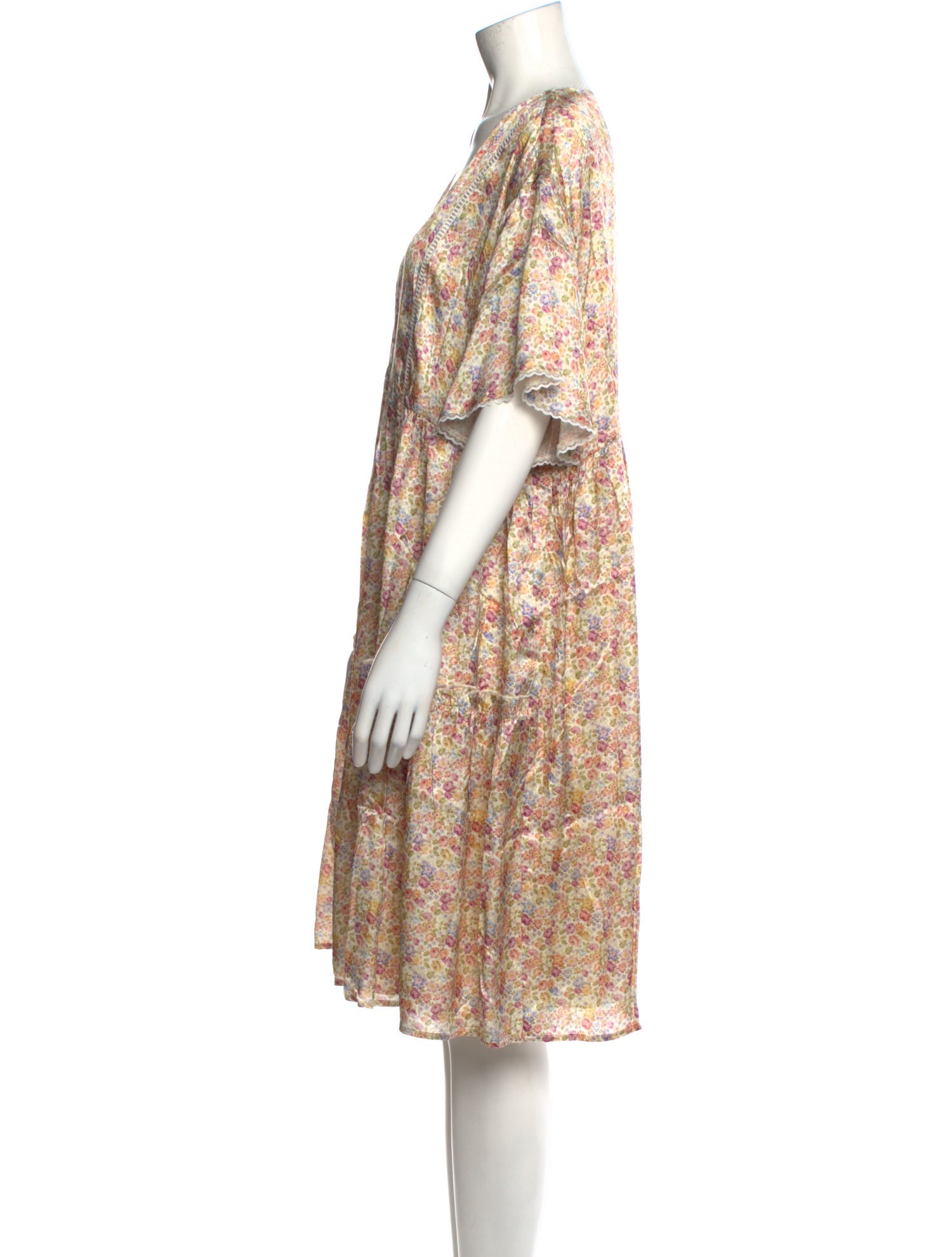 Emilia George Floral Print Knee-Length Dress w/ Tags