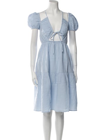 Emilia George Dresses Tie Neck Midi Length Dress M