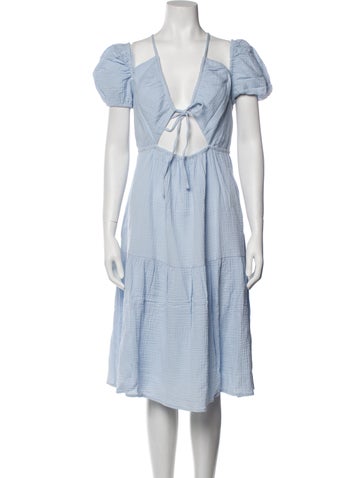 Emilia George Dresses V-Neck Midi Length Dress XL