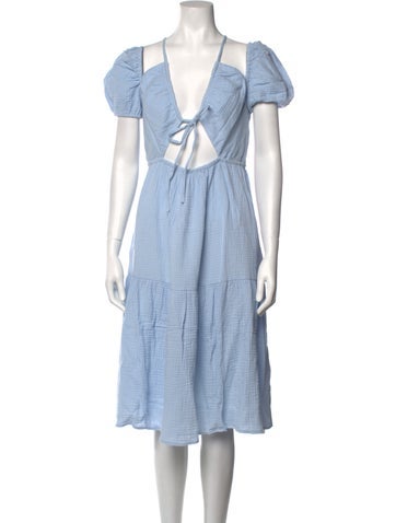 Emilia George Dresses Tie Neck Midi Length Dress L