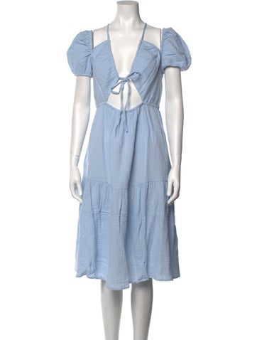 Emilia George Dresses Tie Neck Midi Length Dress L