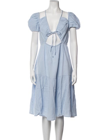 Emilia George Dresses V-Neck Midi Length Dress L