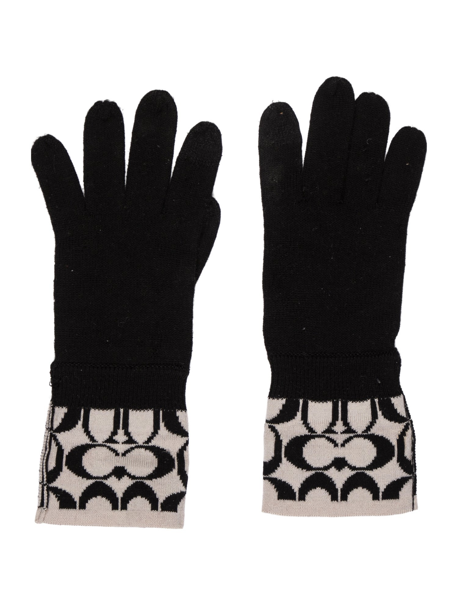Coach Monogrammed Wool-Blend Gloves