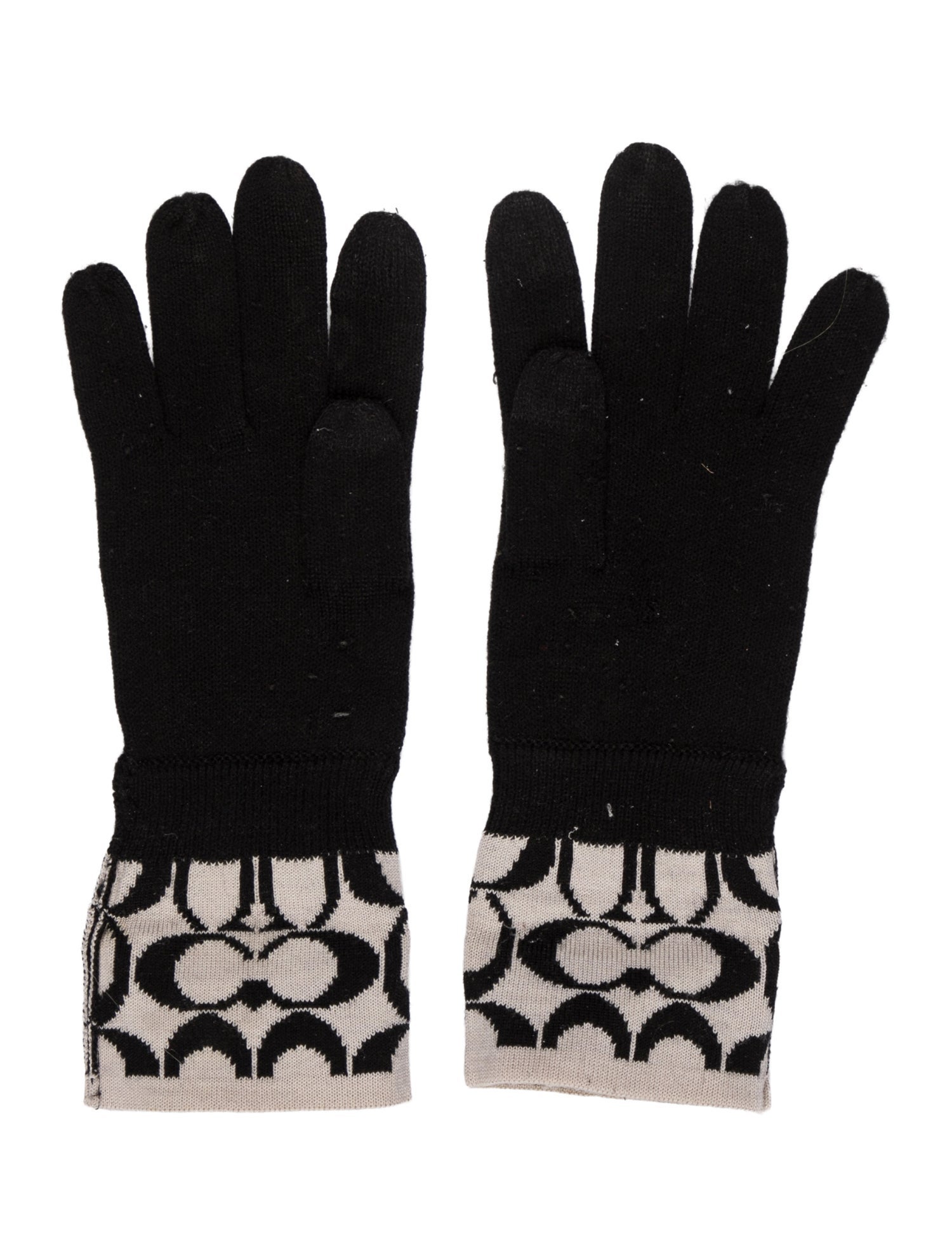 Coach Monogrammed Wool-Blend Gloves