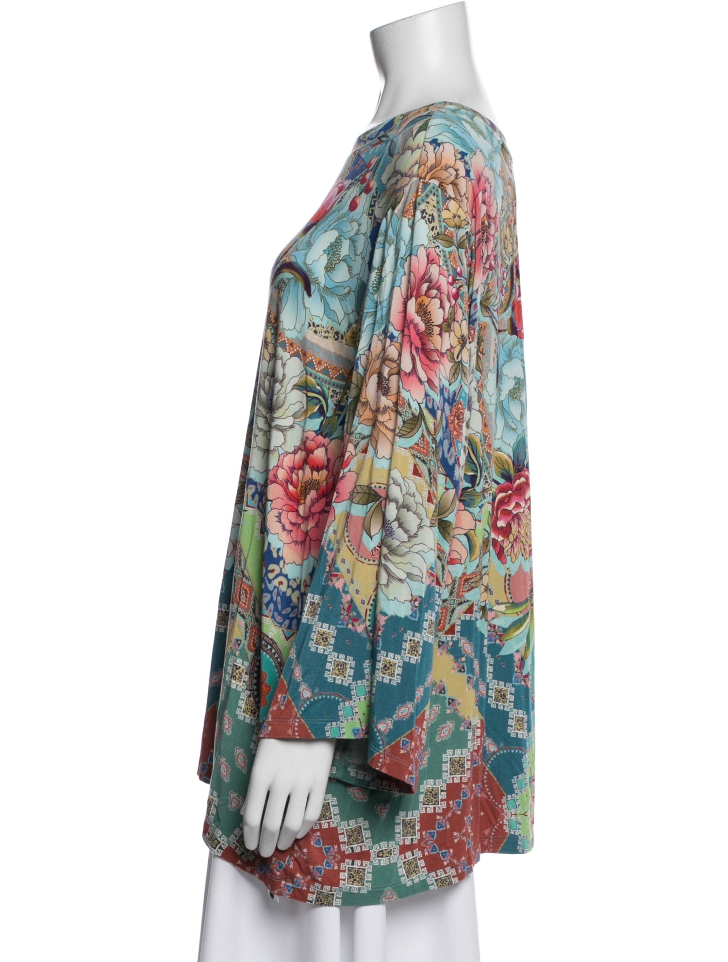 Johnny Was Floral Print Crew Neck Top