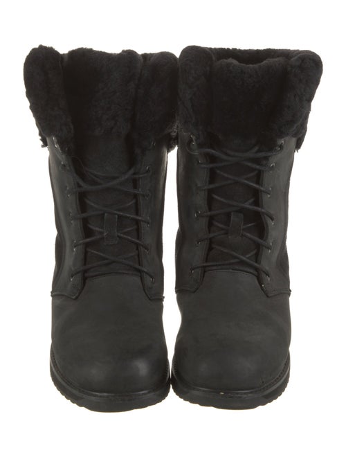 EMU Australia Leather Fur Trim Lace-Up Boots