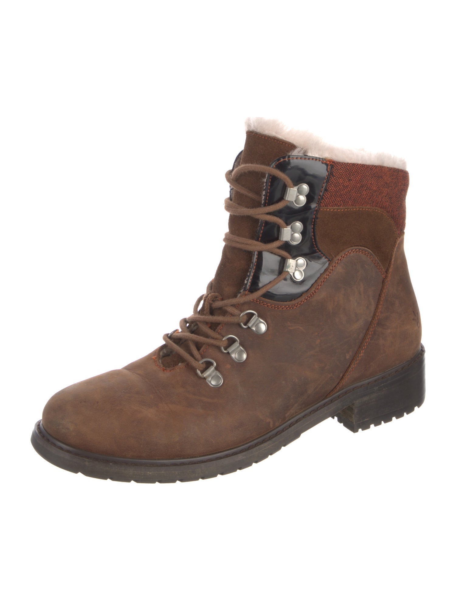 EMU Australia Leather Colorblock Pattern Combat Boots