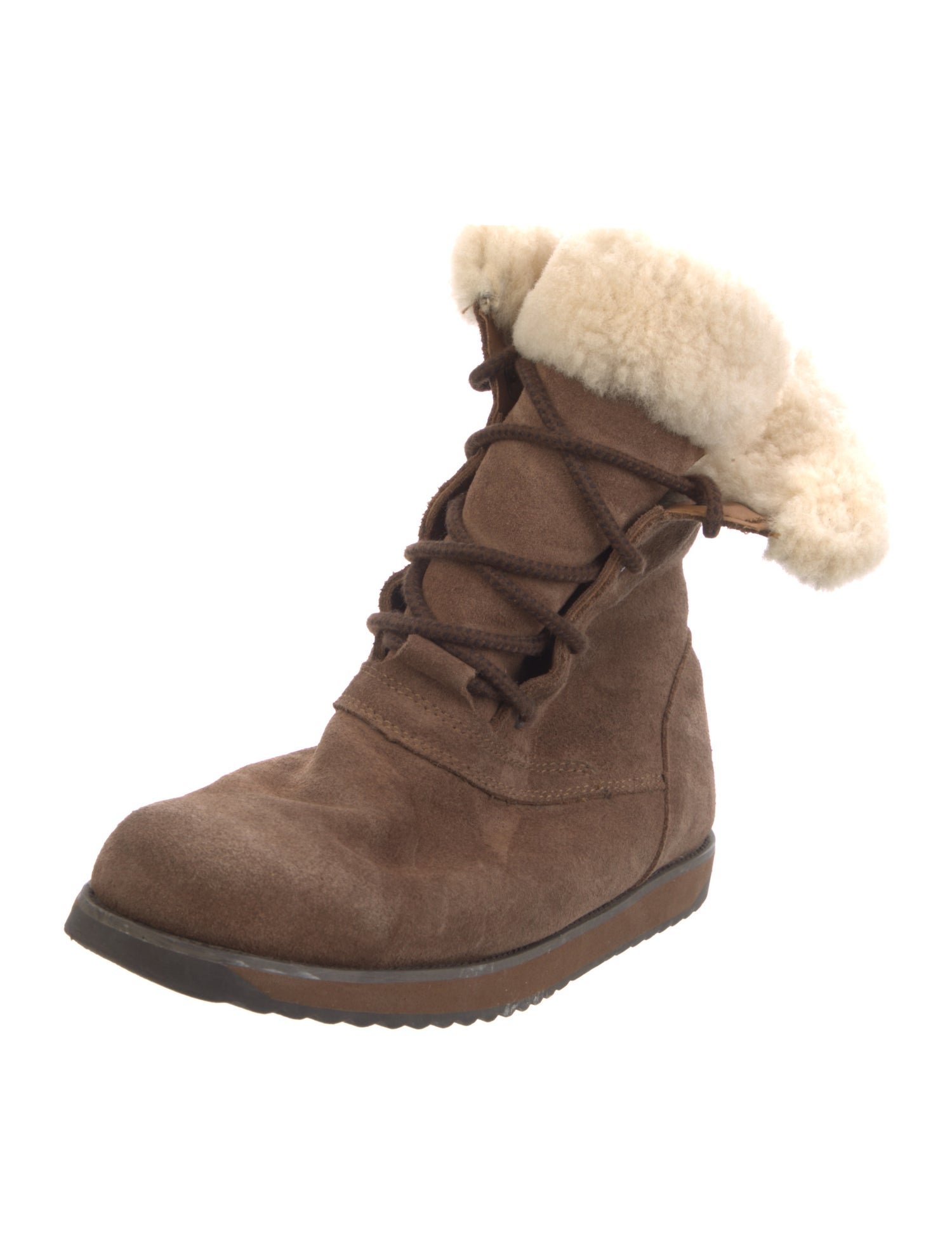 EMU Australia Suede Colorblock Pattern Lace-Up Boots