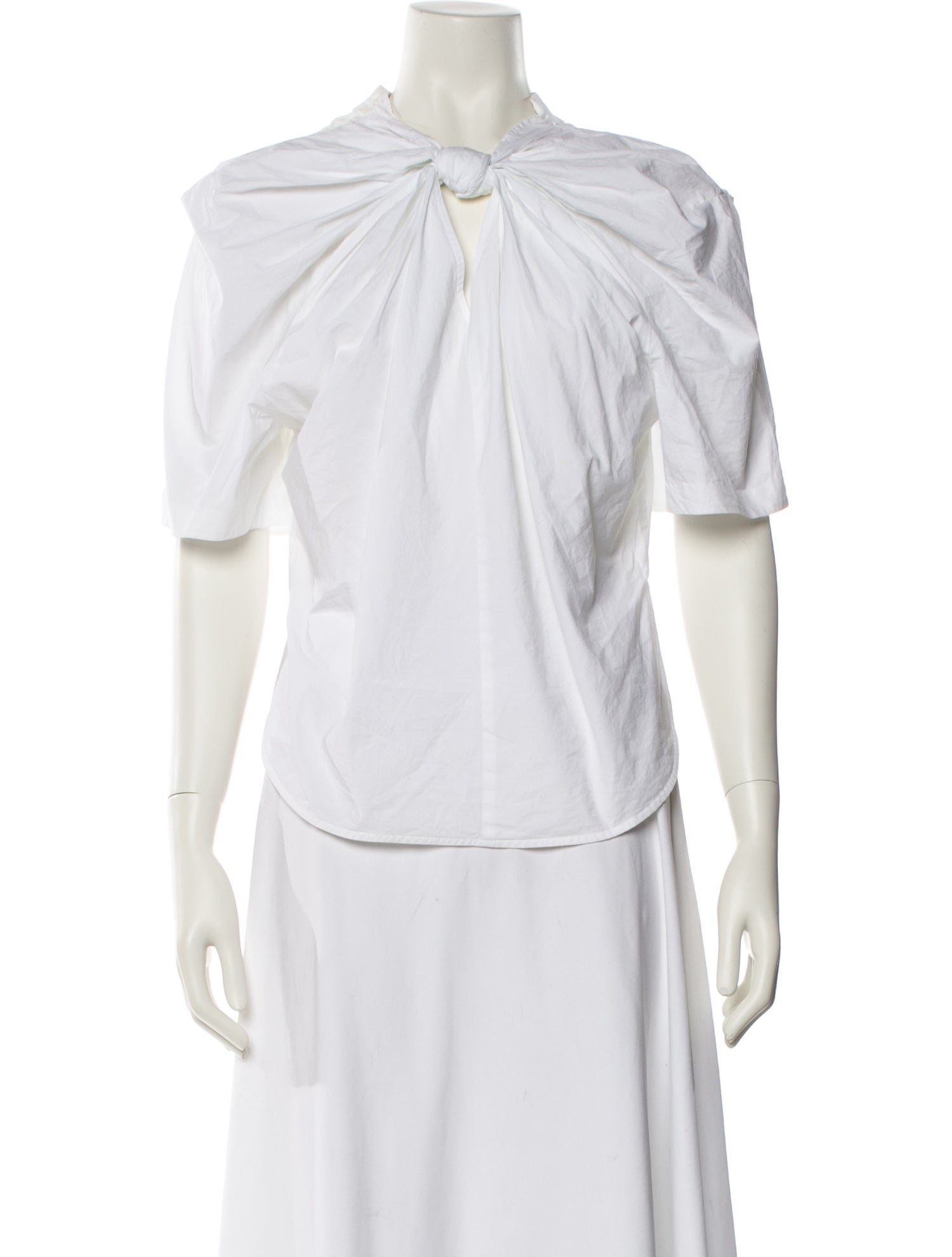 Enfold Crew Neck Short Sleeve Button-Up Top