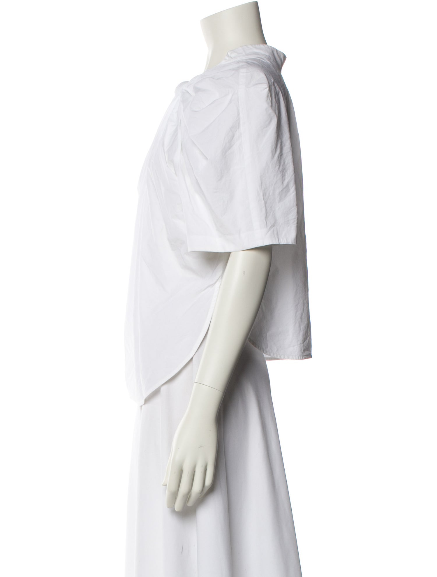 Enfold Crew Neck Short Sleeve Button-Up Top