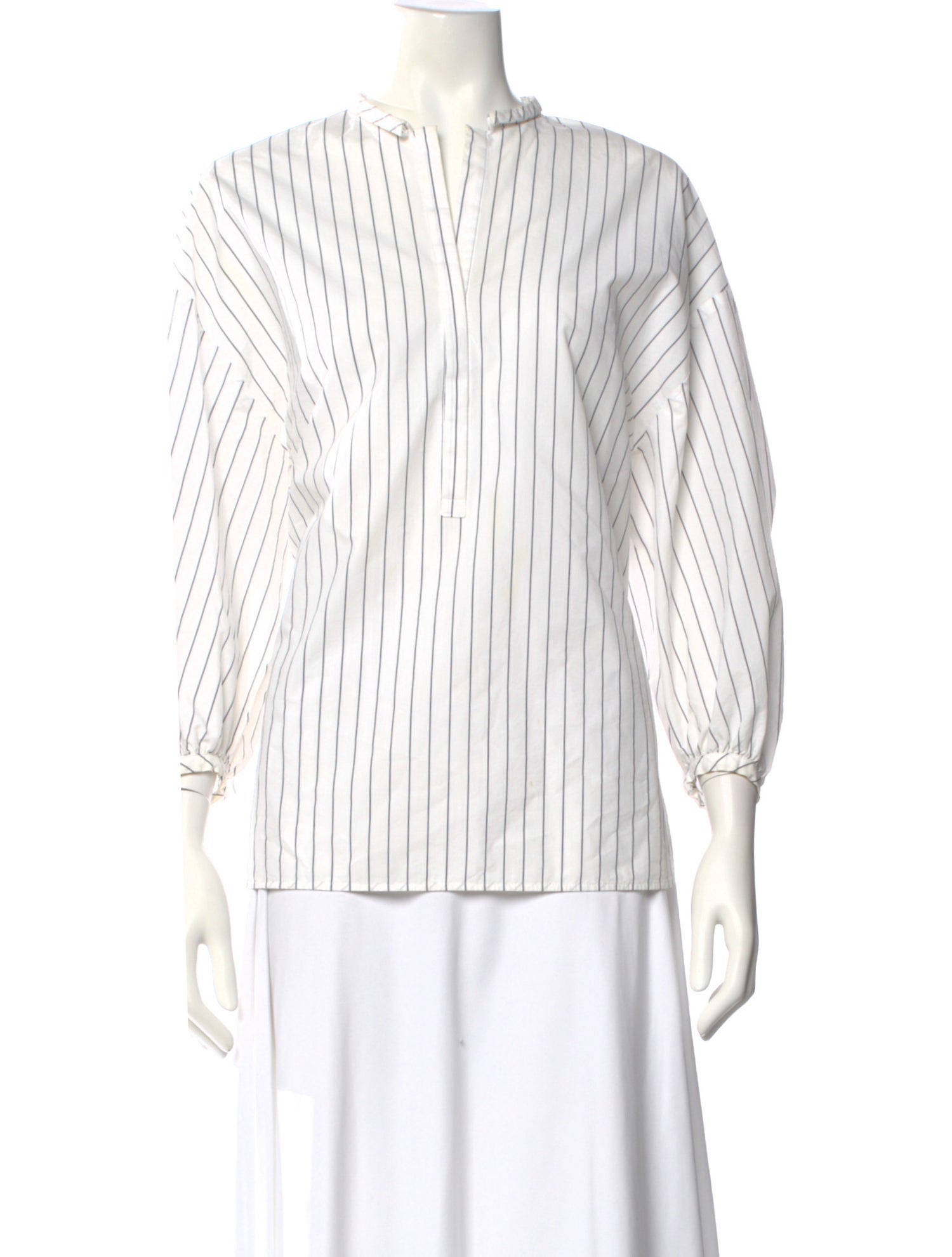 Enfold Striped Three-Quarter Sleeve Blouse