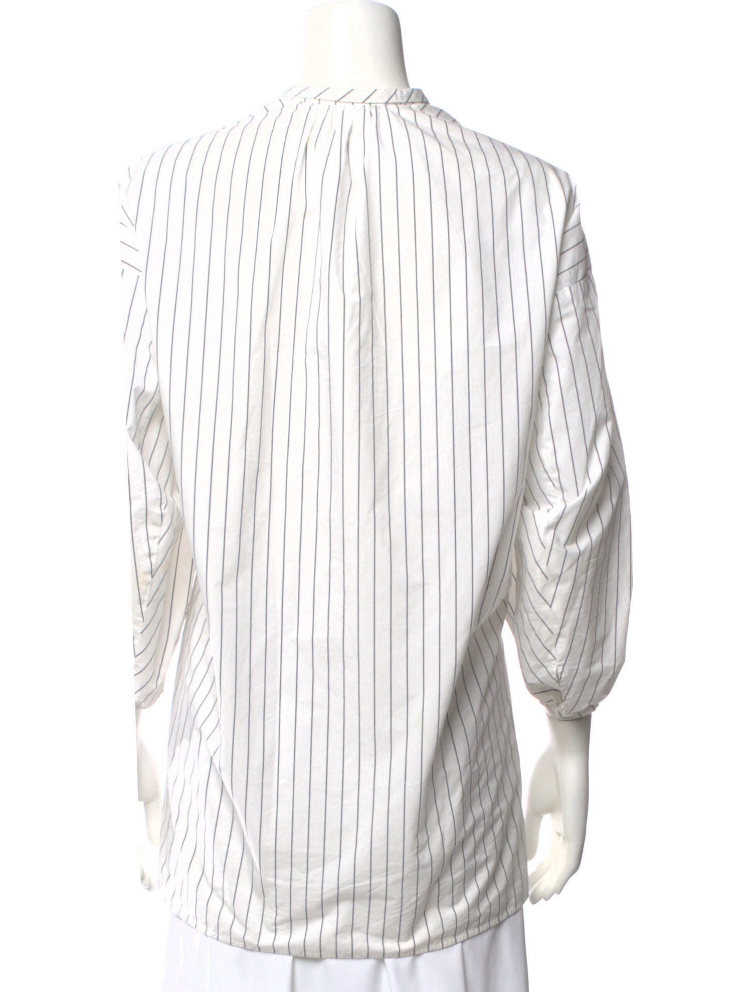 Enfold Striped Three-Quarter Sleeve Blouse