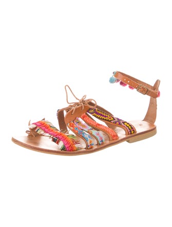 Elina Linardaki Leather Printed Gladiator Sandals