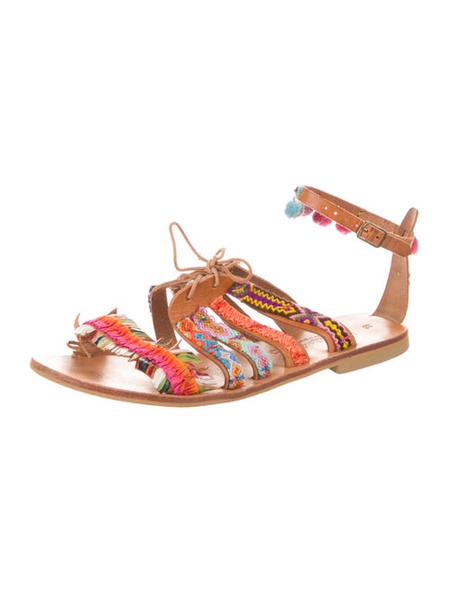 Elina Linardaki Leather Printed Gladiator Sandals