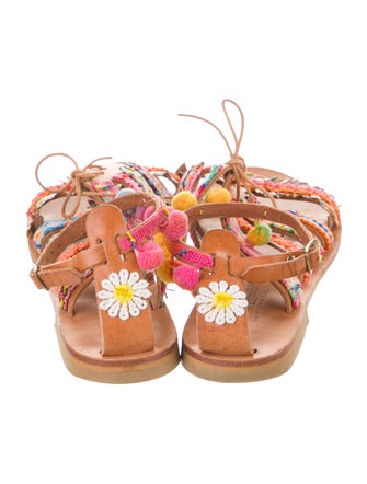 Elina Linardaki Leather Printed Gladiator Sandals