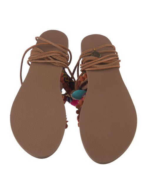 Elina Linardaki Leather Patterned Gladiator Sandals