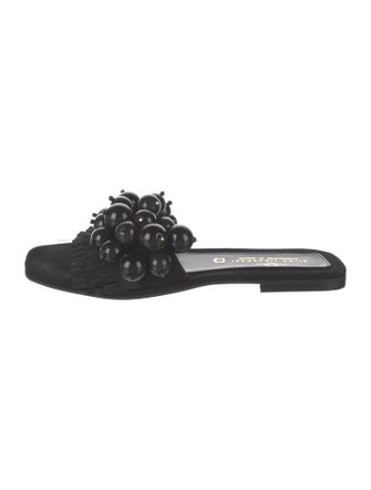 Elina Linardaki Suede Beaded Accents Slides