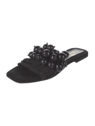 Elina Linardaki Suede Beaded Accents Slides
