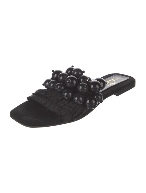 Elina Linardaki Suede Beaded Accents Slides