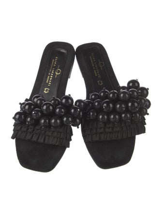 Elina Linardaki Suede Beaded Accents Slides