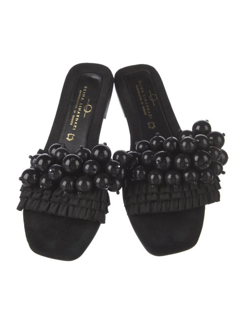 Elina Linardaki Suede Beaded Accents Slides