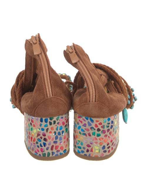 Elina Linardaki Suede Printed Gladiator Sandals