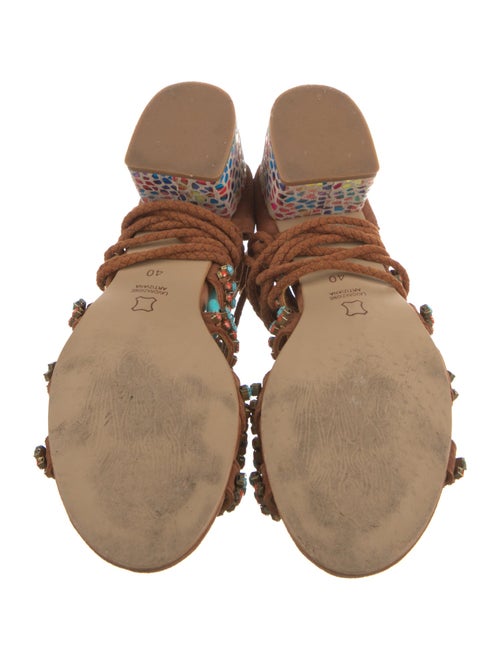 Elina Linardaki Suede Printed Gladiator Sandals