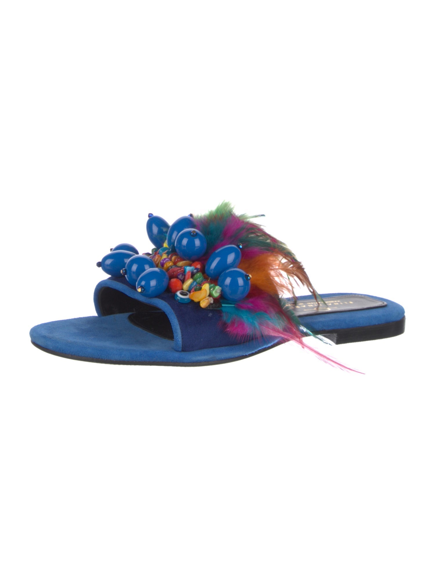 Elina Linardaki Suede Slides w/ Tags