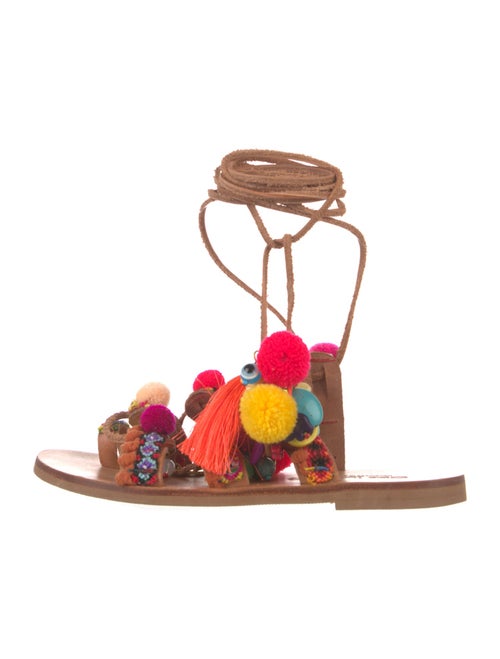 Elina Linardaki Leather Patterned Gladiator Sandals