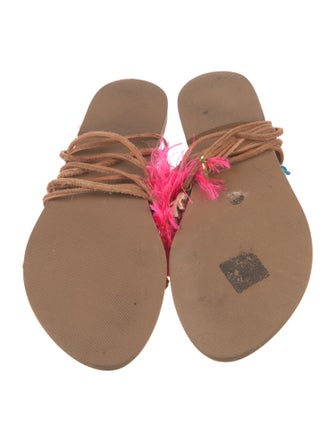 Elina Linardaki Leather Patterned Gladiator Sandals