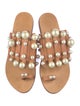 Elina Linardaki Leather Crystal Embellishments Slides