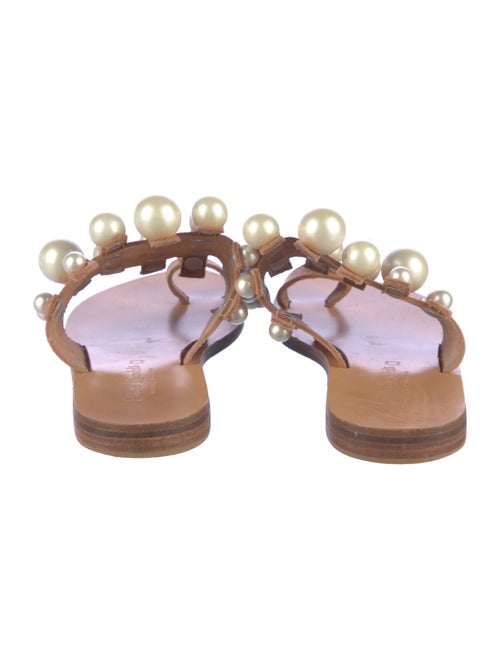 Elina Linardaki Leather Crystal Embellishments Slides