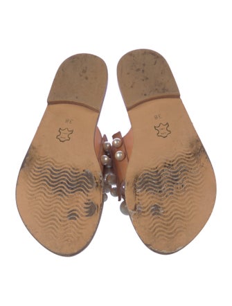 Elina Linardaki Leather Crystal Embellishments Slides