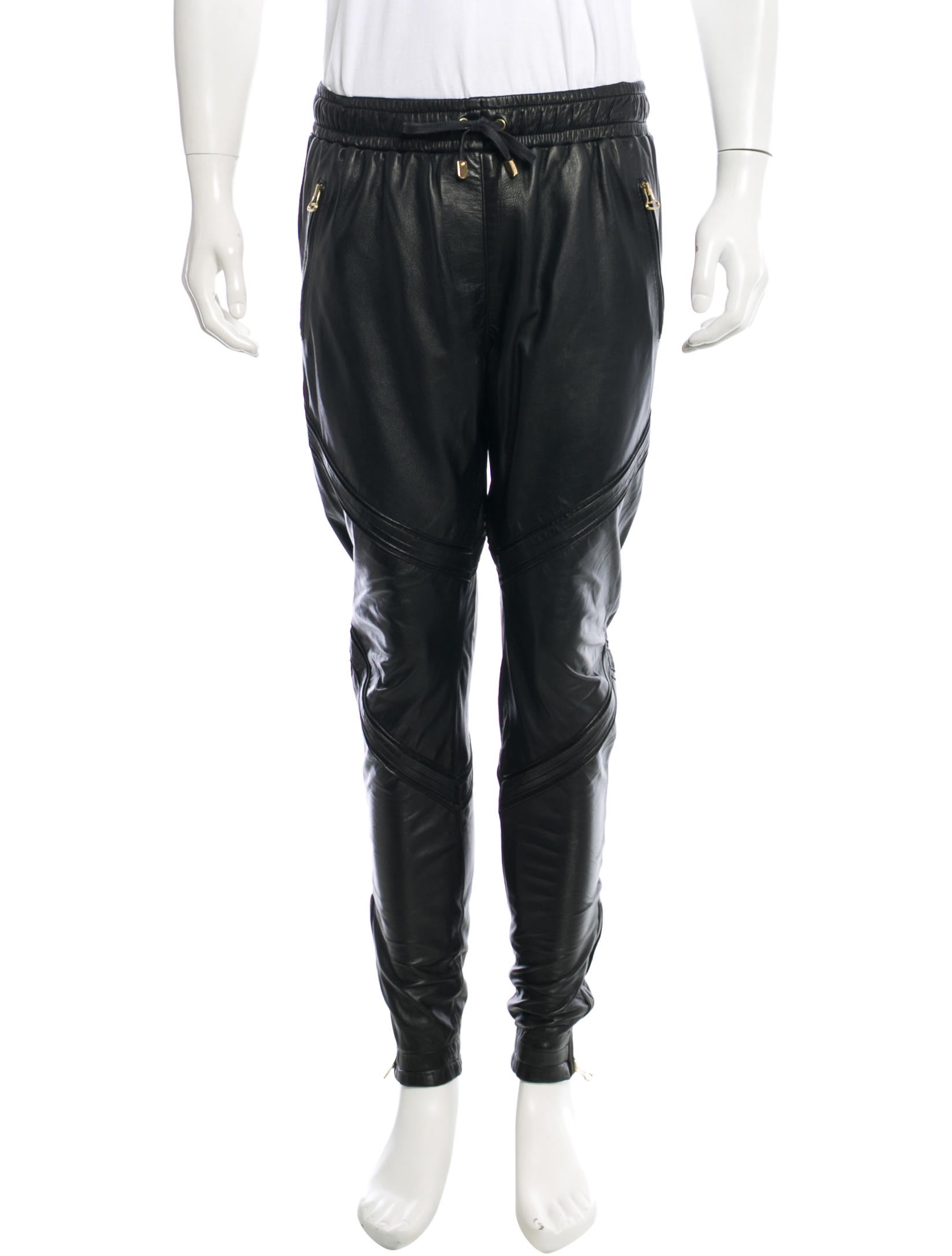 En noir leather sweatpants Clearance