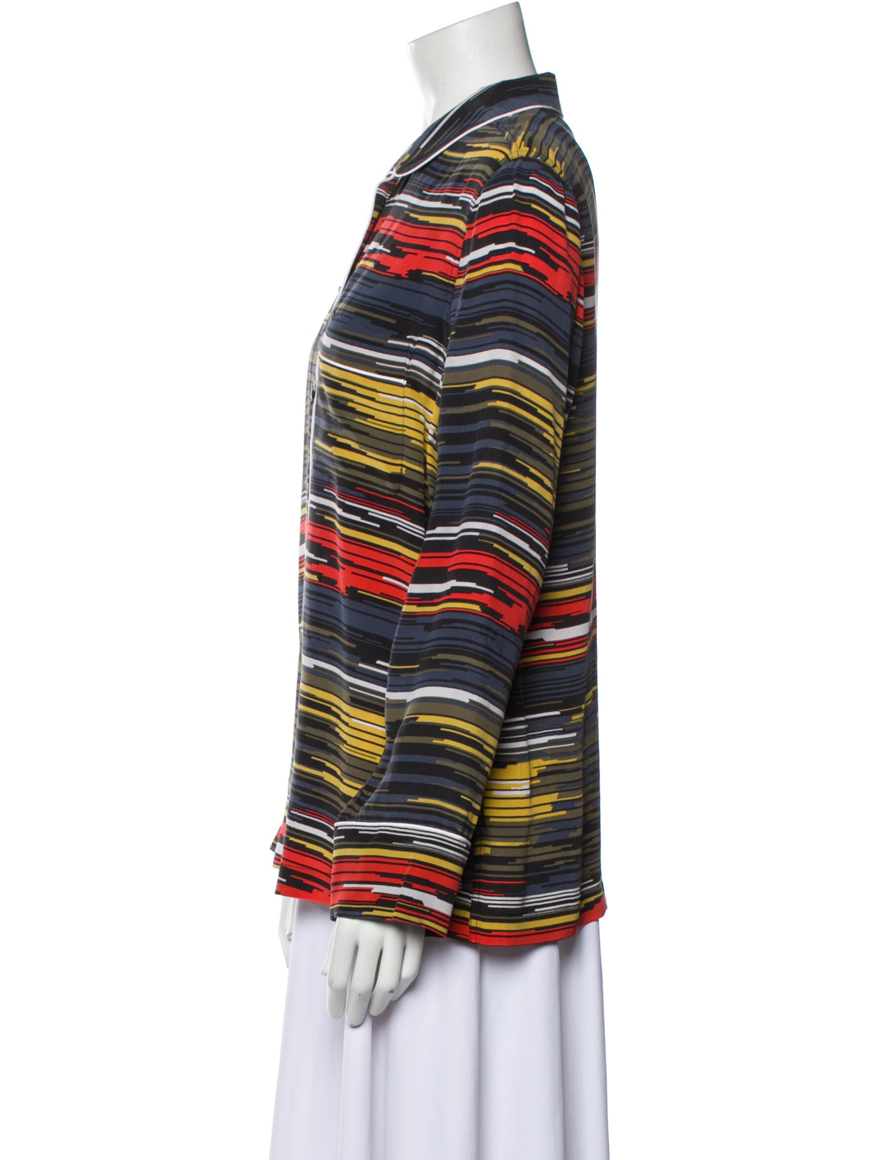 Equipment Silk Printed Button-Up Top