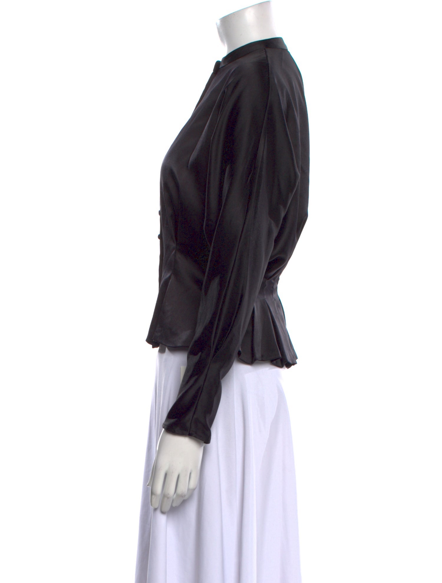 Equipment Silk Mock Neck Button-Up Top