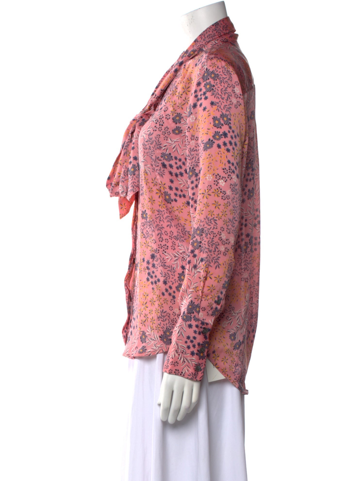 Equipment Floral Print Mock Neck Blouse