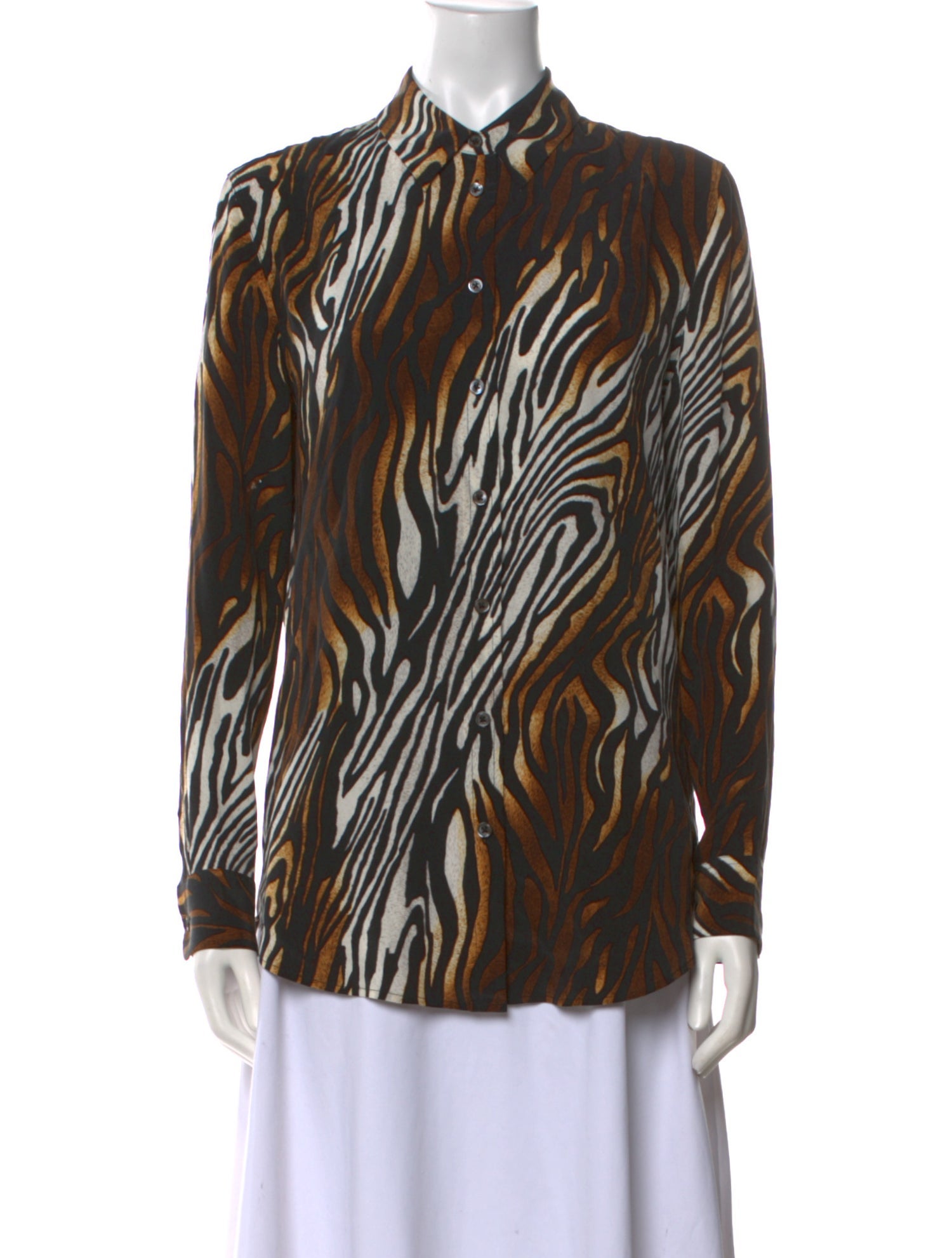 Equipment Silk Animal Print Button-Up Top