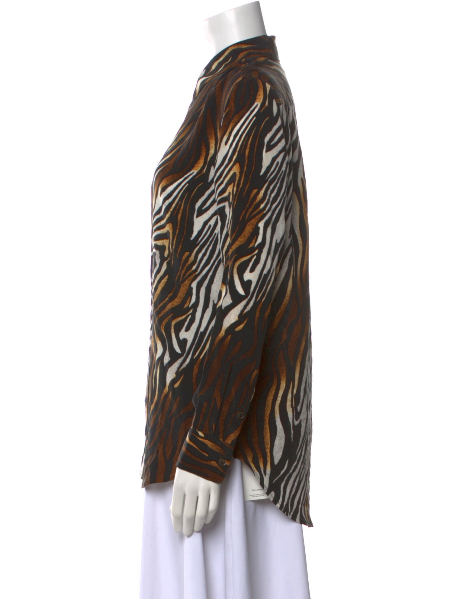 Equipment Silk Animal Print Button-Up Top