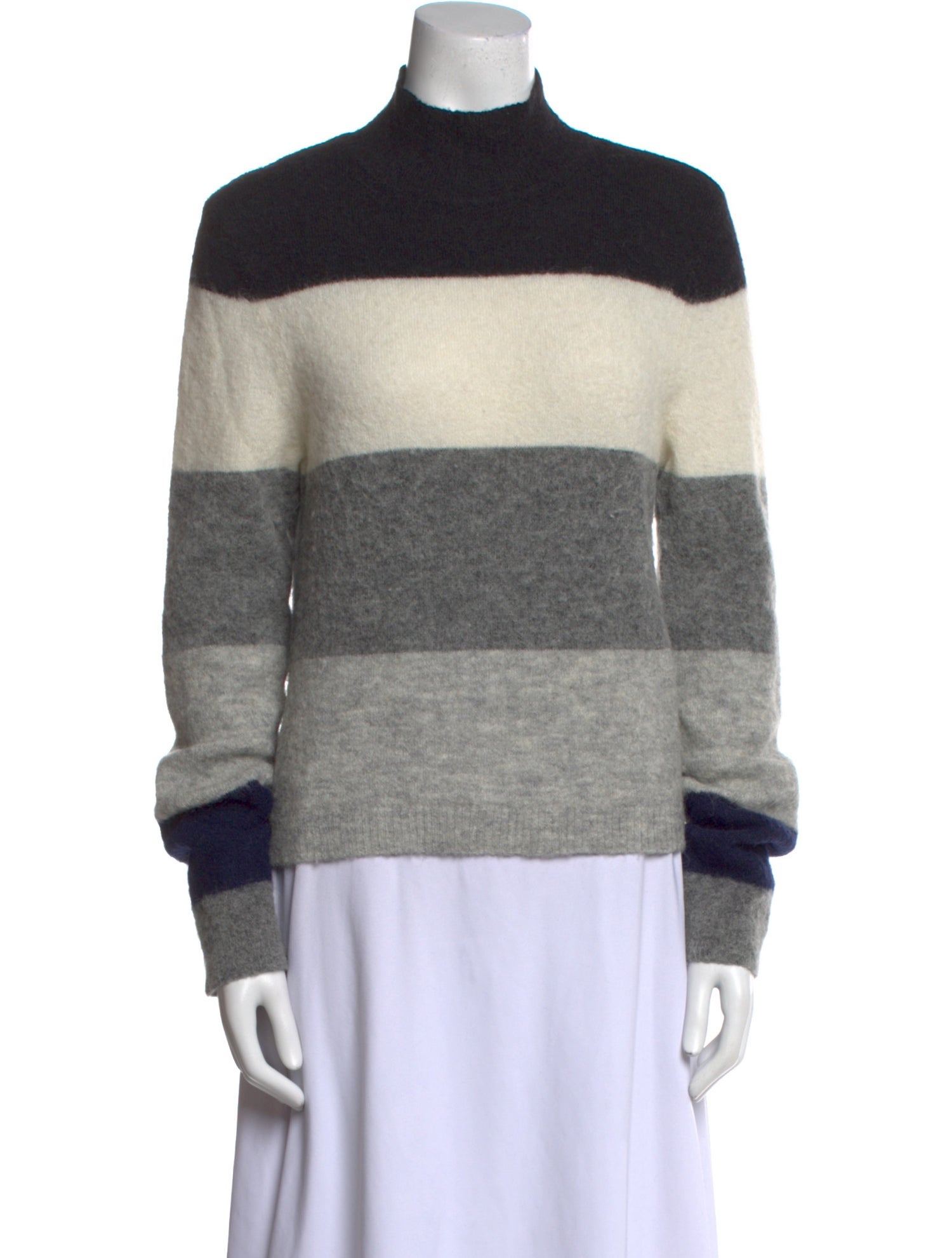 Equipment Striped Mock Neck Sweater