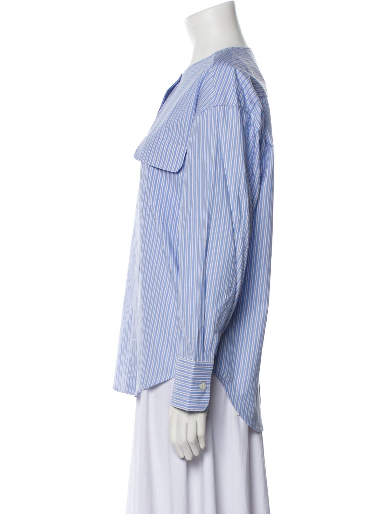 Equipment Striped Crew Neck Button-Up Top w/ Tags