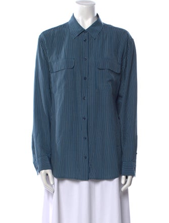 Equipment Silk Striped Button-Up Top