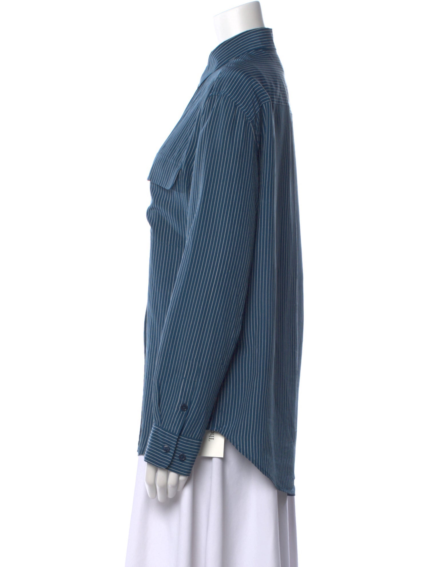 Equipment Silk Striped Button-Up Top