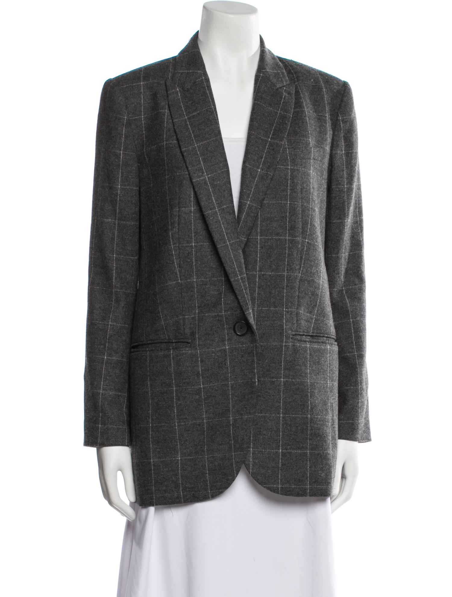 Equipment Wool Plaid Print Blazer